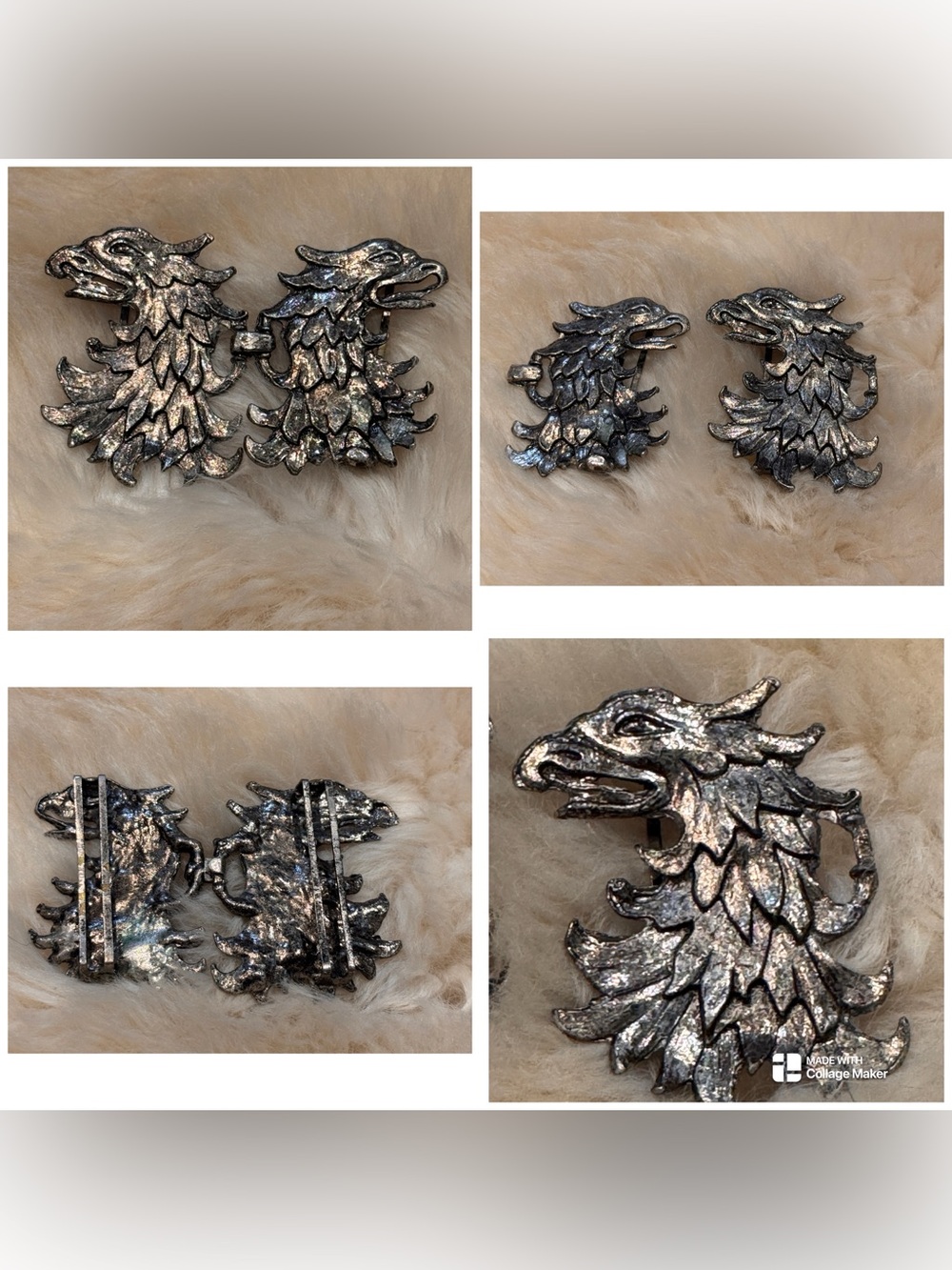 Vintage Double Griffin Head belt buckle
